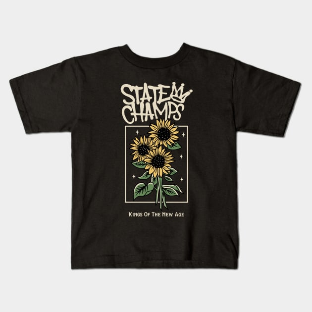 State Champs Around the World and Back Kids T-Shirt by NEW ANGGARA